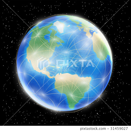 planet earth globe with network line connected planet earth globe with network line connected 31459027
