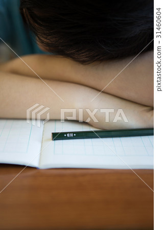一個男孩在教室裡學習 31460604