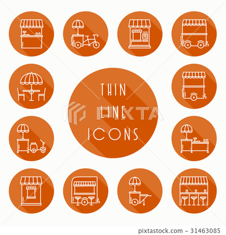 Street food retail thin line icons set. Food truck 31463085