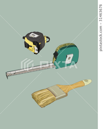 tape measure and paint brush ,  sketch vector. 31463676