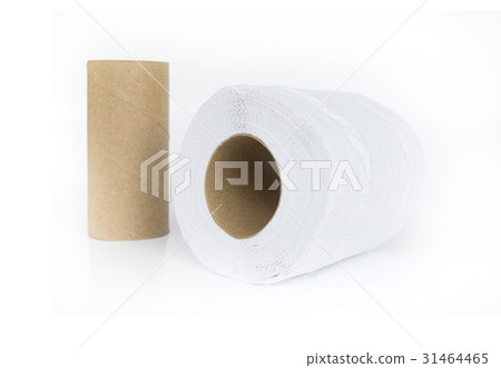 Tissue paper or Toilet paper with empty brown roll 31464465