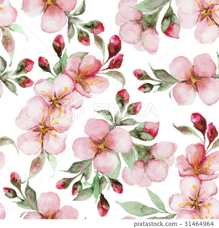 pattern of watercolor sakura flowers 31464964