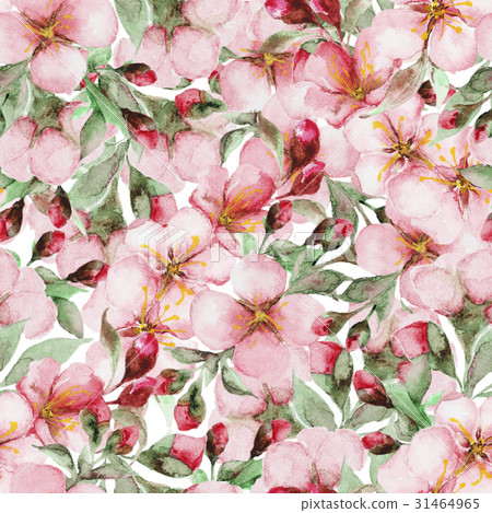 pattern of watercolor sakura flowers 31464965