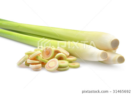 fresh Lemongrass with slice isolated on white  31465692