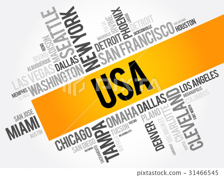 USA cities names words cloud collage USA cities names words cloud collage 31466545