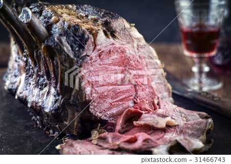 Rib of Beef Cold Cut on old Metal Sheet Rib of Beef Cold Cut on old Metal Sheet 31466743