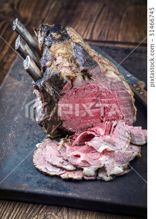 Rib of Beef Cold Cut on old Metal Sheet 31466745