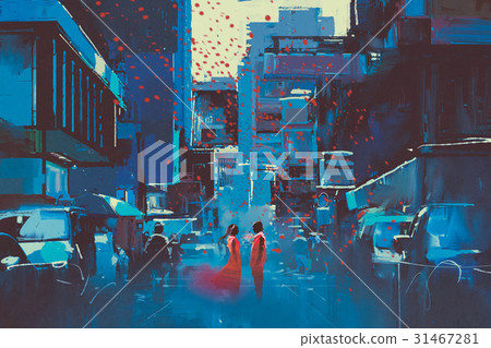 art of love couple in blue city 31467281