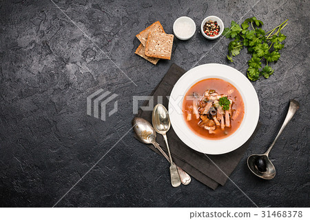 Soup with meat - solyanka 31468378