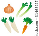 Illustration of vegetables, onions, green onions, radish, carrots 31468927