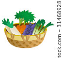 Illustration of vegetables, eggplants, green onions, radish, carrots 31468928