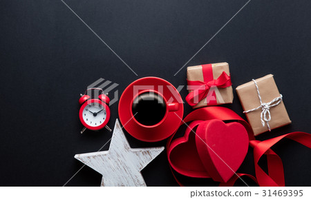cup of coffee, gifts, box, toy, alarm clock cup of coffee, gifts, box, toy, alarm clock 31469395