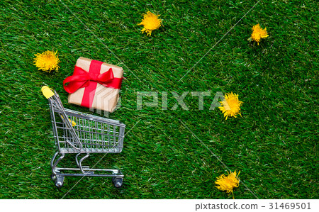 shopping cart and gift shopping cart and gift 31469501