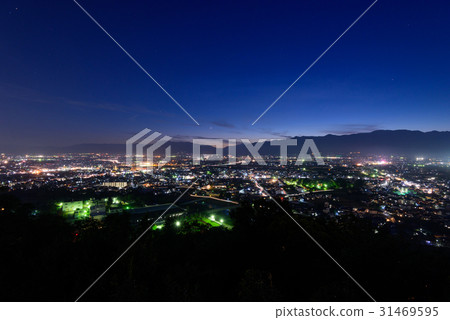松本城山公園的長野松本和安曇野的夜景 31469595