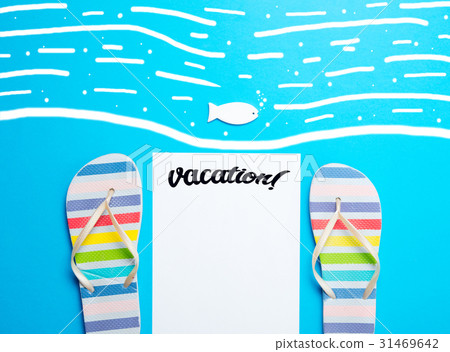 sandals, sheet of paper and toy sandals, sheet of paper and toy 31469642