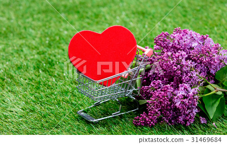 toy in shopping cart and bouquet toy in shopping cart and bouquet 31469684
