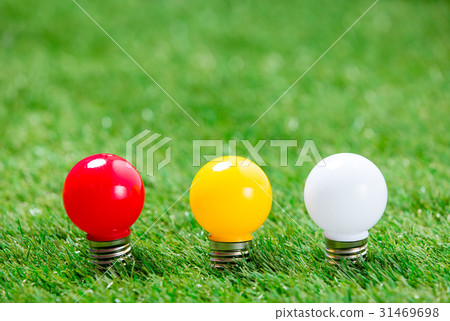 colorful bulbs on grass colorful bulbs on grass 31469698
