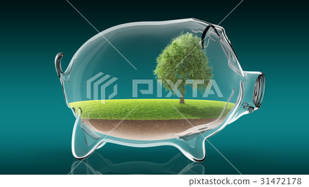 Transparent empty piggy bank. 3d rendering 31472178