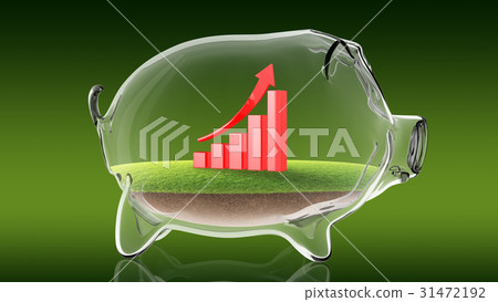 Rising financial graph inside transparent piggy Rising financial graph inside transparent piggy 31472192