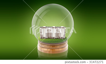 Transparent sphere ball with modern partment house 31472271