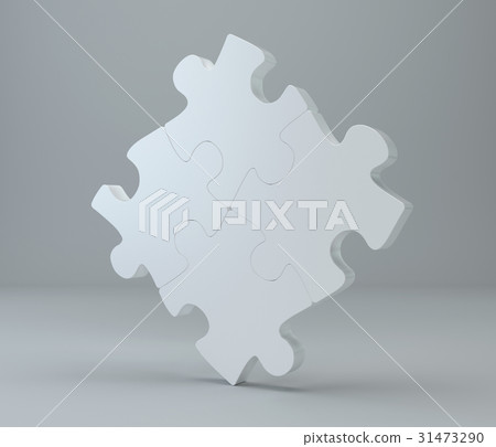 Studio 3d rendering of puzzles on a gray 31473290