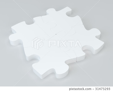 White puzzles with soft shadows. 3d rendering 31473293