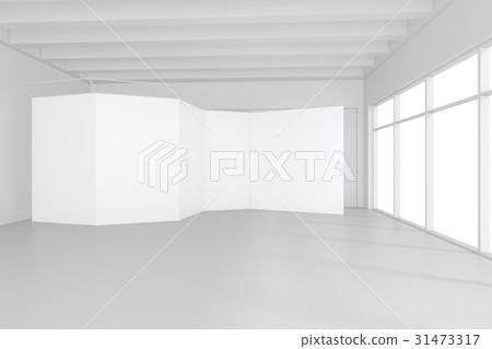 Blank exhibition stand on floor in white room. 3d 31473317