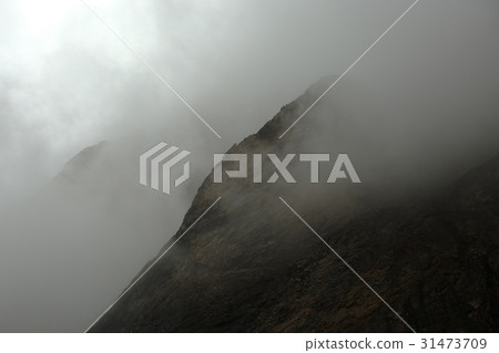 Mountain cliffs in fog 31473709