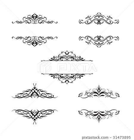 Calligraphic frame set and vintage border element 31473895
