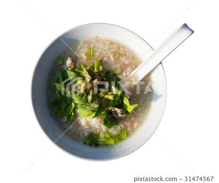 Rice congee with the clipping path.Selection path. Rice congee with the clipping path.Selection path. 31474567