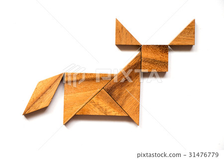 Wooden tangram puzzle in buffalo shape Wooden tangram puzzle in buffalo shape 31476779