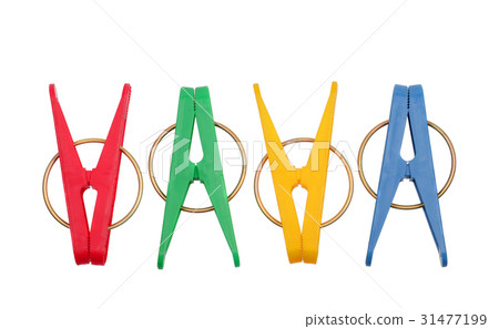 Different colors clothespins 31477199