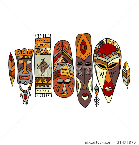 Tribal mask ethnic set, sketch for your design 31477879