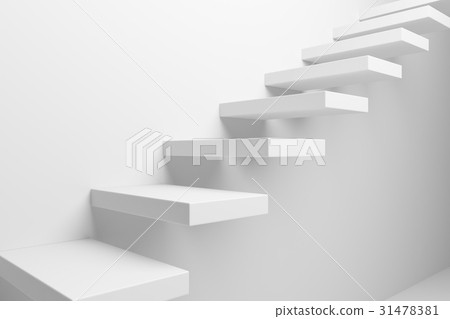 White ascending stairs closeup view 31478381