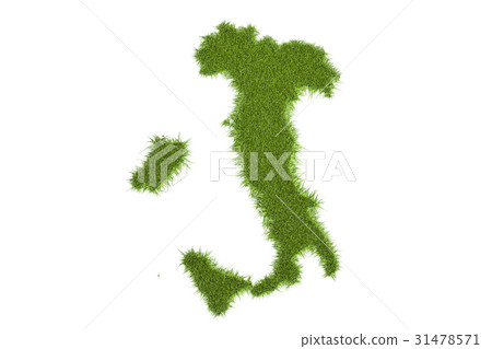 Italian map from green grass, 3D rendering 31478571
