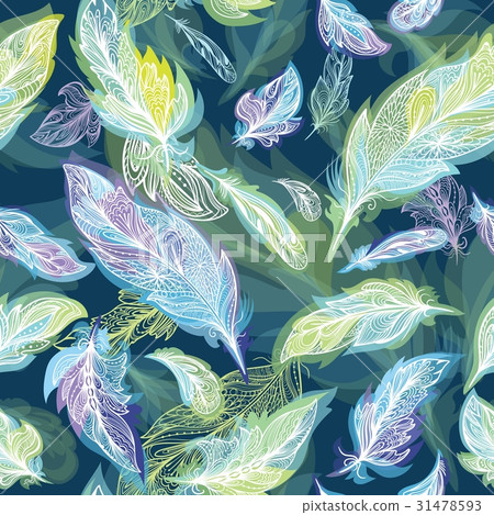 Romantic Vector Feather Pattern 31478593