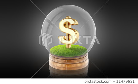 Transparent sphere ball with dollar sign inside - Stock Illustration ...