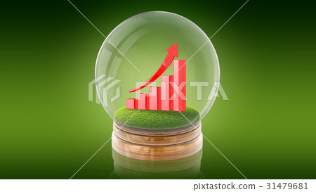 Transparent sphere ball with rising graph inside Transparent sphere ball with rising graph inside 31479681