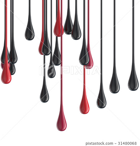 3D red and black glossy paint drop blobs 3D red and black glossy paint drop blobs 31480068