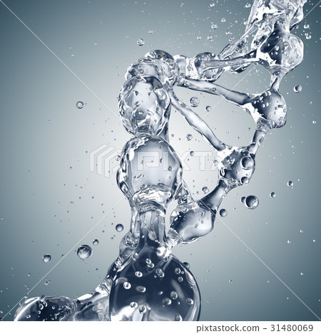 3d illustration of DNA molecule model from water. 3d illustration of DNA molecule model from water. 31480069