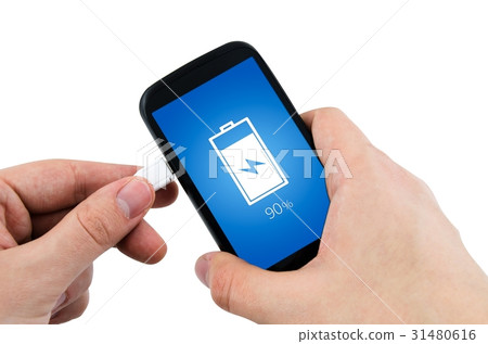 Man using phone charger via USB 31480616