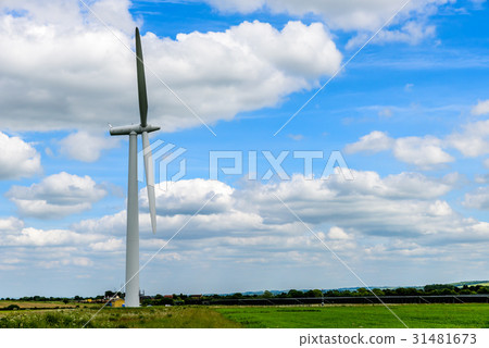 Day view wind power turbines generate electricity 31481673