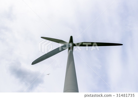 Day view wind power turbines generate electricity 31481735