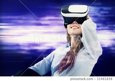 Woman using VR virtual reality glasses Woman using VR virtual reality glasses 31481839