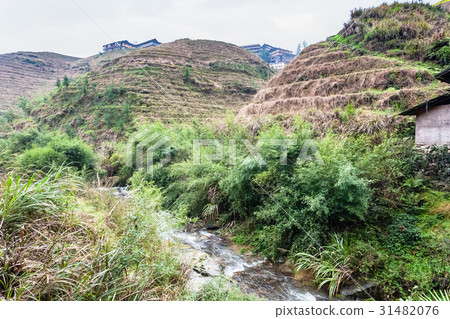 water stream between terraced hills of Dazhai water stream between terraced hills of Dazhai 31482076