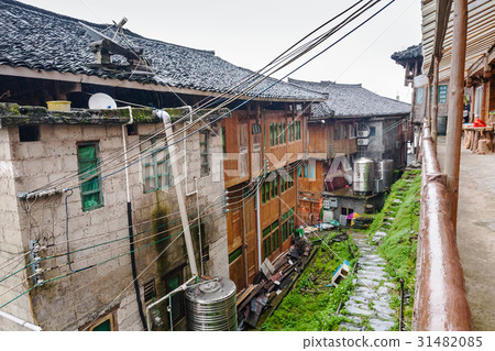 houses in Tiantouzhai village in rainy spring day houses in Tiantouzhai village in rainy spring day 31482085