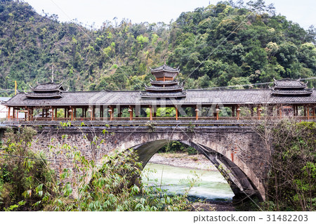 view of Dong people style bridge in Jiangdi 31482203