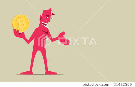 Man holding bitcoin. 31482599