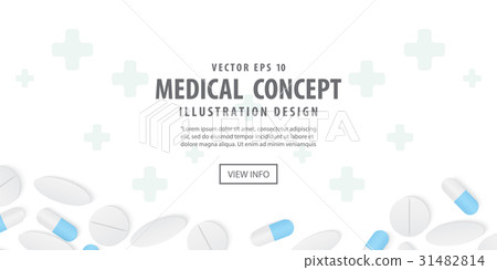 Banner frame capsules medicine and pills top view Banner frame capsules medicine and pills top view 31482814