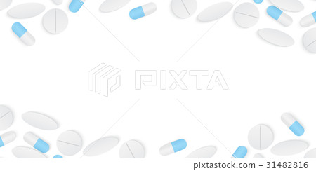Blank frame capsules medicine and pills top view Blank frame capsules medicine and pills top view 31482816
